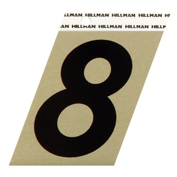 Hillman 3 in. Reflective Black Vinyl Self-Adhesive Number 8 1 pc, 3PK 840568